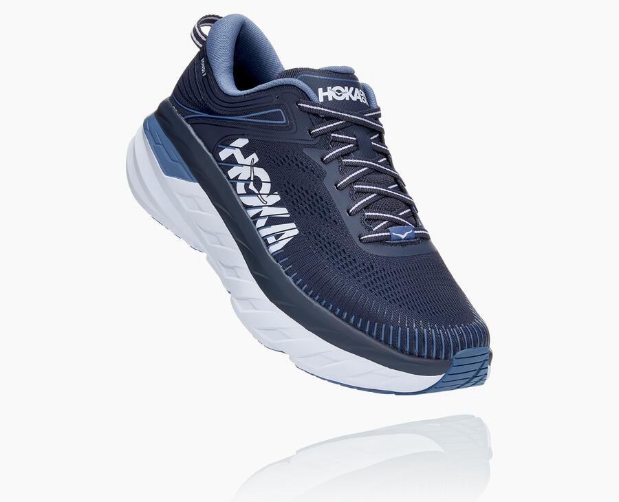 Running Shoes Mens - Hoka One One Bondi 7 - Navy - TDNOVPY-97